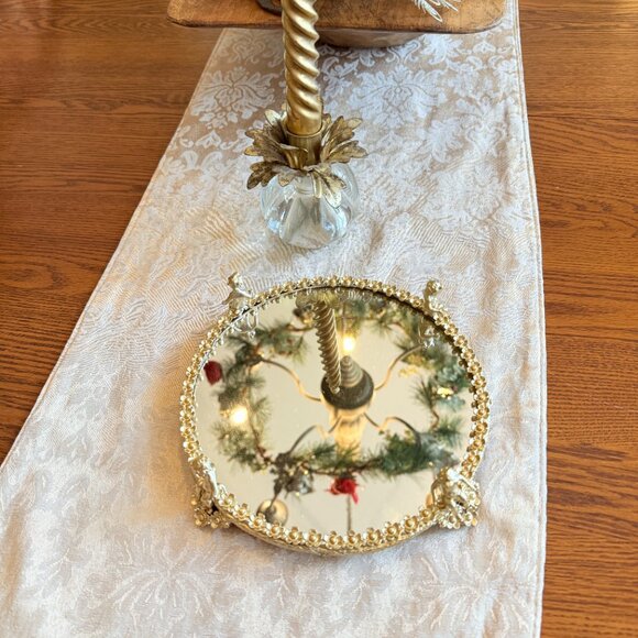 Hollywood Regency Cherub Footed Vanity Mirror/Tray - Picture 9 of 17